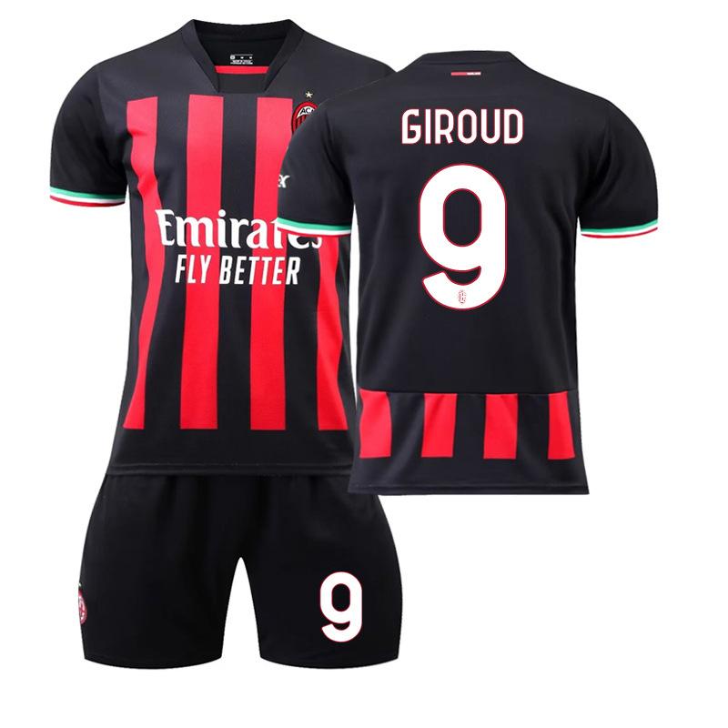 Домашняя футболка AC Milan 2022-23 #11 Ибрагимович #9 Жиру #17 Леау #19 Тео Футбольные майки