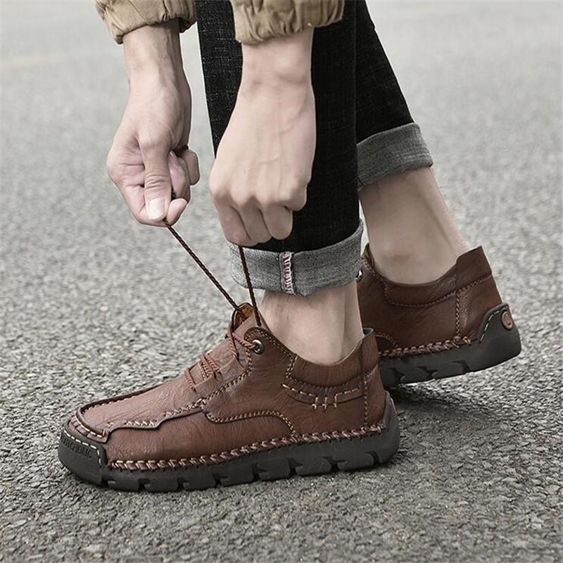 Fashion Men's Genuine Leather Casual Shoes Comfortable Breathable Business Shoe Sneakers Driving Shoes Men Loafers Moccasins Plus Size48