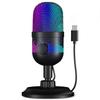 Microphone PC Unidirectional Microphone with Mute Function RGB Light Tabletop Gaming Microphone Suitable for from Home Broadcasting Compatible with