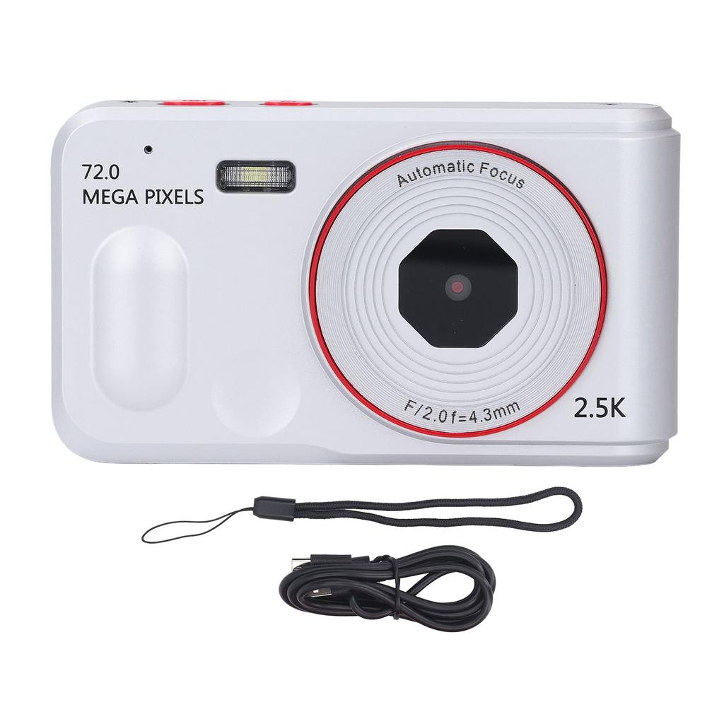 Digital Camera 72MP 2.5K 16x Zoom Auto Focus Anti Shake 2.4 Inch Screen Portable Compact Camera for