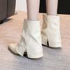 Fashion Women Ankle Boots Elegant Pointed Toe Chunky Shoes Designer 2025 Winter New Chelsea Fashion Boots Dress Party Woman Pumps Botas
