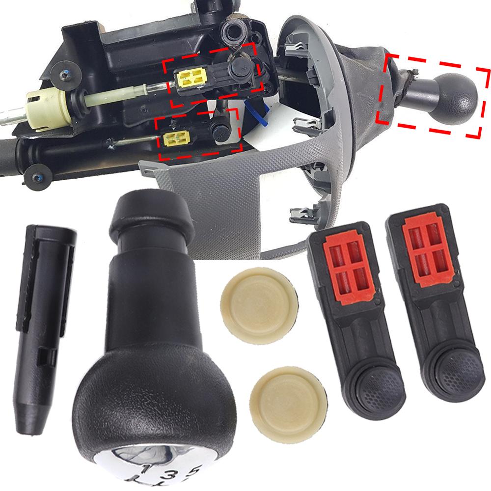 5+R Speed Chrome Shift Knob For Citroen C4 Picasso 2007 2008 2009 2010 2011 2012 2013 Manual Gear Cable Selector Linkage End Collet Bushing Repair Kit