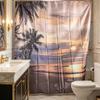 Modern Minimalist Beach Scene Shower Curtain With Polyester Fabric For Bathroom Decor