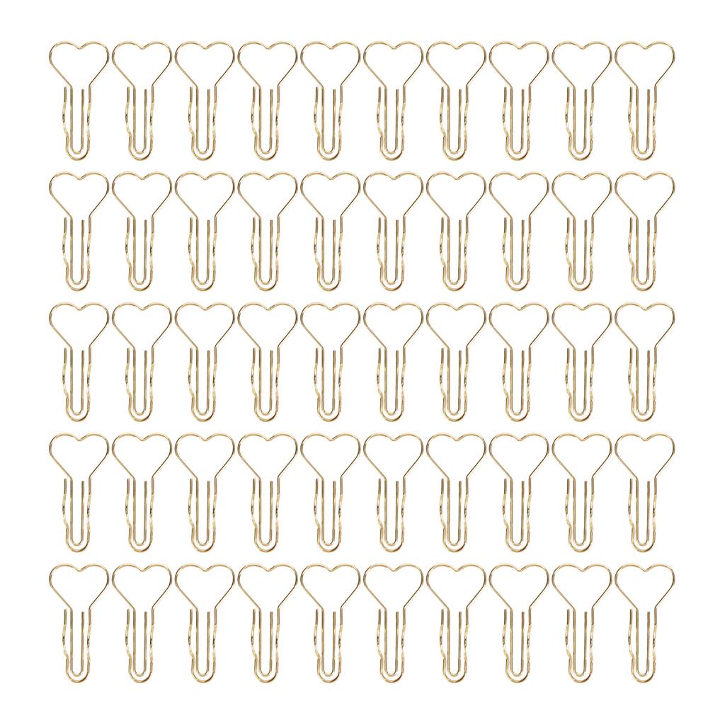 50 шт. зажимов для ручек в форме сердца, металлические держатели для ручек, маленькие милые зажимы для канцелярских принадлежностей, офисных документов