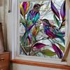 Window Glass Electrostatic Stickers Retro Stained Hummingbird Stained Glass Window Film Decorative Leaves Bird Window Cling Glass Window Sticker