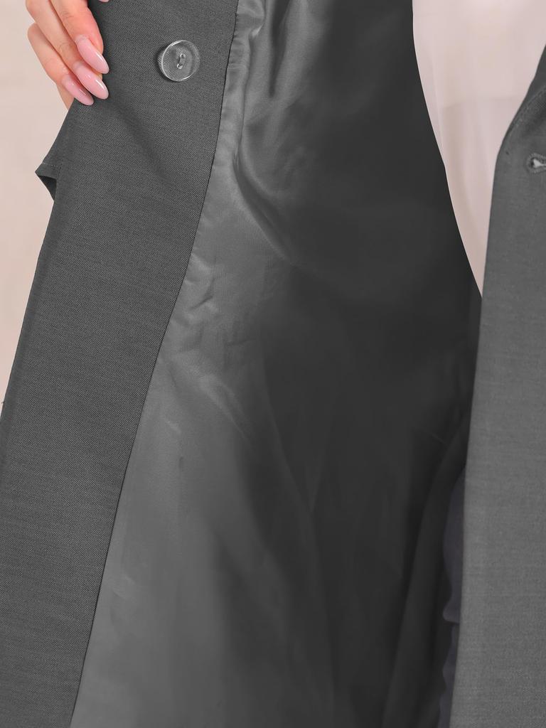 Женский блейзер на одной пуговице Allegra K, офисный лацкан, длинный рукав, жакет с поясом, пиджак, темно-серый, размер S