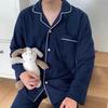 Фланелевая пижама Muji из чистого хлопка: Высококачественный парный набор для осени/зимы, Бесшовная технология изготовления