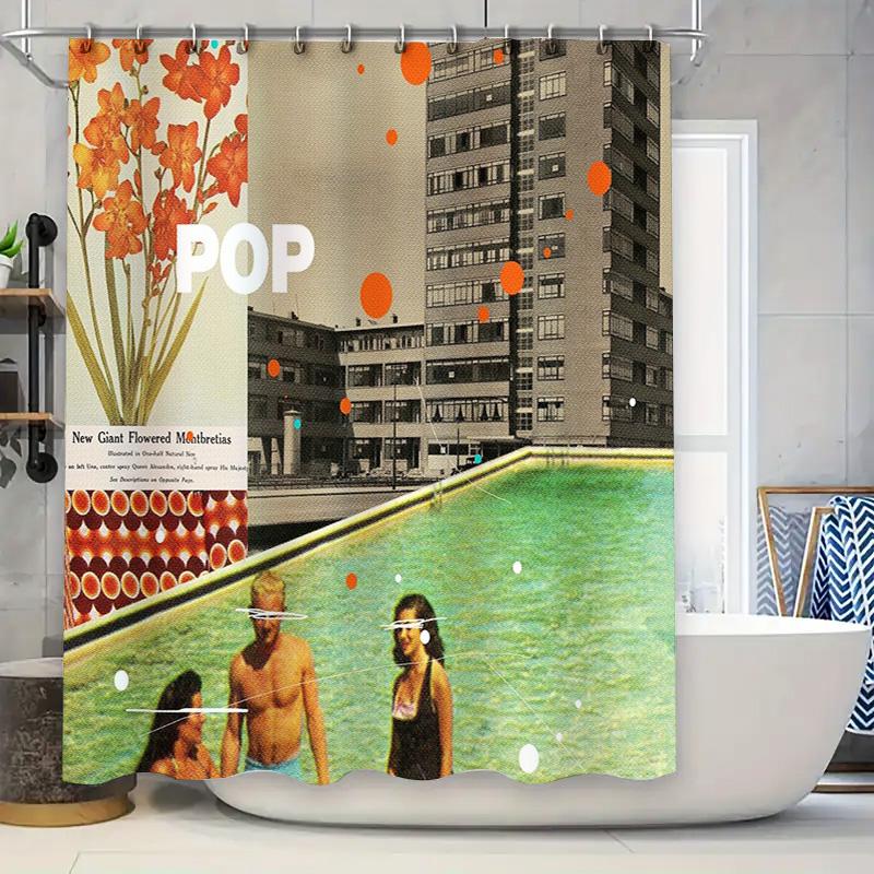 Floral Shower Curtain Vintage Botanical Flower Pattern Bathroom Decor Washable Fabric Backdrop