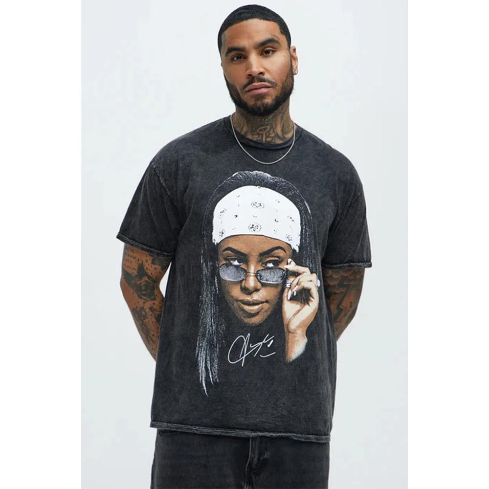 Футболки Comfort Colors Aaliyah Поп Хип-Хоп Музыка Мерч Футболка Ретро 90-е Повседневная Унисекс Футболка Короткий Рукав Мужская и Женская