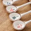 Милая керамическая суповая ложка в корейском стиле, расписанная вручную, для мороженого, десертная ложка с длинной ручкой, кухонный столовый аксессуар, подарок.