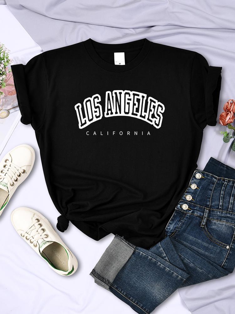 Los Angeles California Funny Letter Print Womens T-Shirt Street Breathable Short Sleeve Fashion Casual Clothes Summer Tshirts