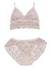 Gelato Pique Lily Brown Lingerie Poinsettia Lace Wireless Bra Panties Set Medium & (PWCT225247), Women's, Pink,