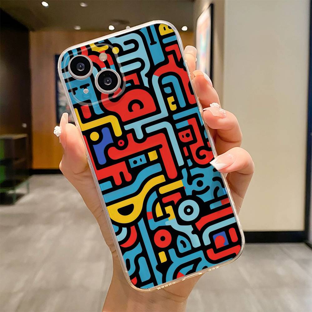 Красочная Граффити Линии Чехол Для Телефона Для iPhone 17 16e 16 15 14 13 12 11mini Pro Max X XR XSMAX 8 7 Air Plus Мягкий Чехол