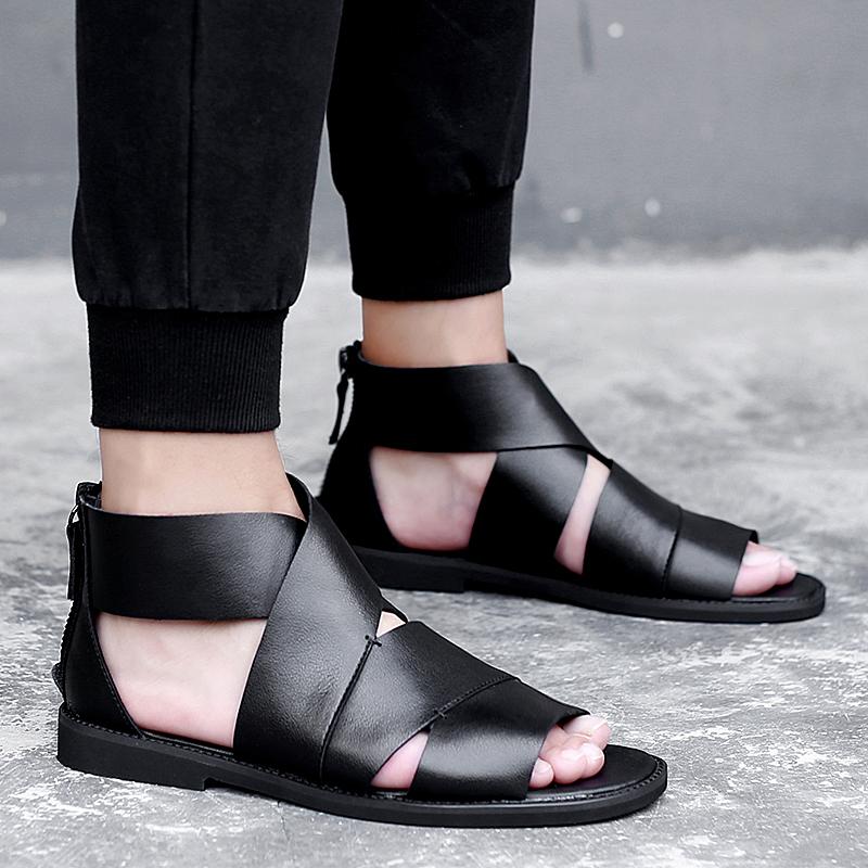 Модные, модные, дышащие, мужские сандалии, классические, черные, универсальные, британского стиля, для вечеринок на свежем воздухе, для отдыха, для мужчин, для ходьбы, размер 38-44