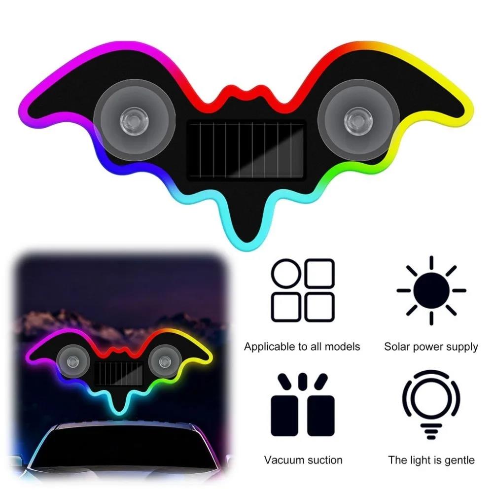 Car Mounted Bat Atmosphere Light Solar Powered Wireless LED Decorative Rear Window Triangle Window Interior Colorful Neon Lights Neon Lights 4