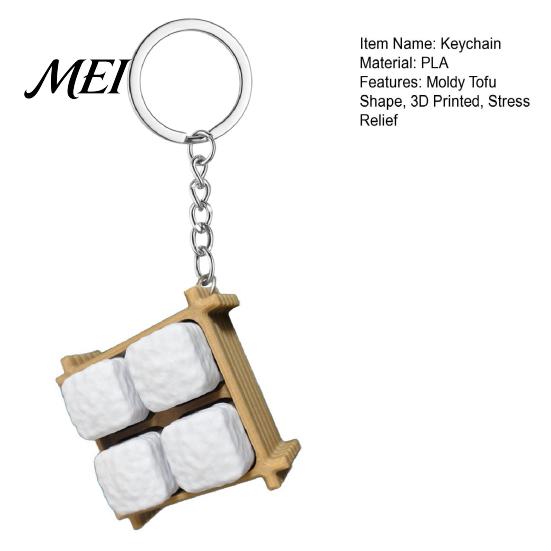 Decompression Keychain Moldy Tofu Keyboard Fidget Toy, 3D Printed Tray Finger Portable Stress Reliever Clicker, 4-in-1 Push Button Pendant for Relief