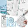 4pcs Math Sets Drafting Set Multifunctional Set Ruler Portable Triangle Ruler  Student