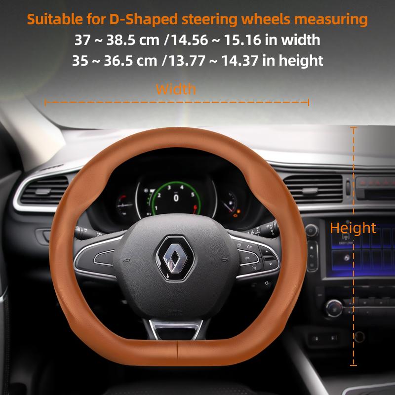 Suitable for Renault Ultra-Thin Breathable Leather Steering Wheel Cover Suitable for Megane 3 2 4 Clio4 5 Captur Trafic Scenic2 Austral Kangoo AA19