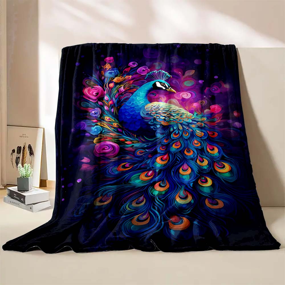 6 Sizes Peacock Art Print Blanket Warm Soft Comfortable Home Travel Blanket Sofa Office Bedding Throw Blanket Gift Large Size