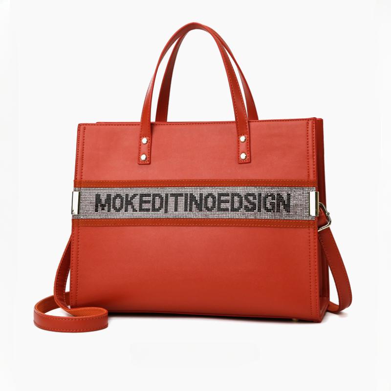 Новая летняя сумка-тоут большой вместимости. Красивая оранжевая модная женская сумка с буквенным принтом. Высококачественные сумки из искусственной кожи в стиле ретро с текстурой на одно плечо для подарков на женский день.