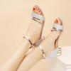 Fashion Fashion Womens Sandals Gold Silver Low Heels Casual Shoes Woman Open Toe Summer Square Female Ankle Strap Cover Heels Size 43