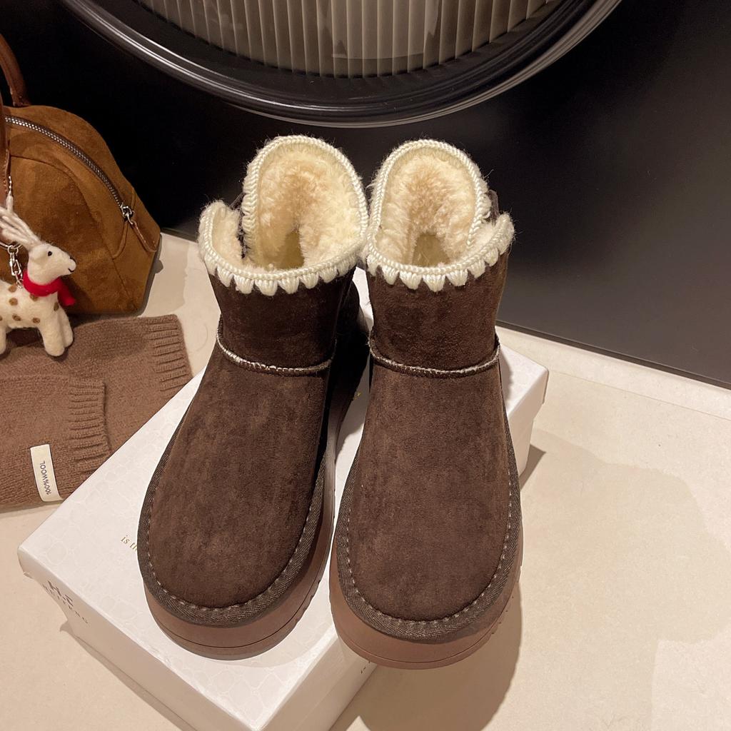 [Фанфна] женские зимние ботинки на толстой подошве 2025 зима новые женские короткие ботинки утепленные и утолщенные теплые хлопковые ботинки для Северо-Востока