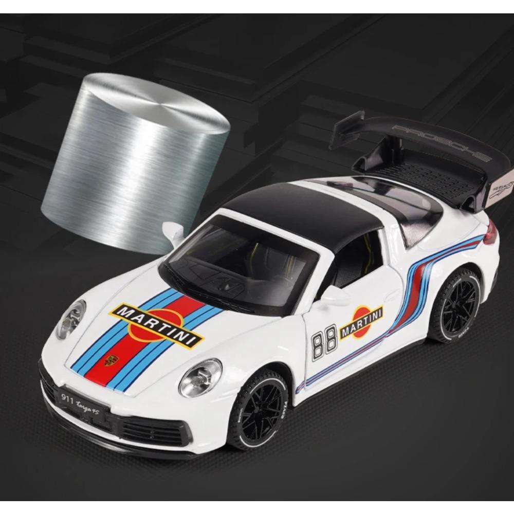 1/32 Porsche 911 Targa 4S Martini Racing Edition Спортивный автомобиль Сплав Литой Модель автомобиля Высокая симуляция Украшения Орнамент Подарок