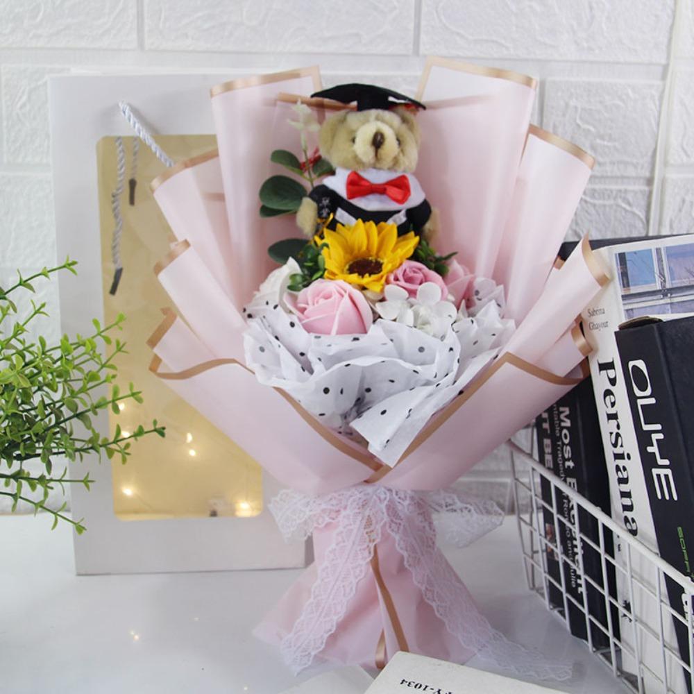 Букет розовых медведей Милый мультяшный медведь Милый мишка Шикарный букет мыльных цветов