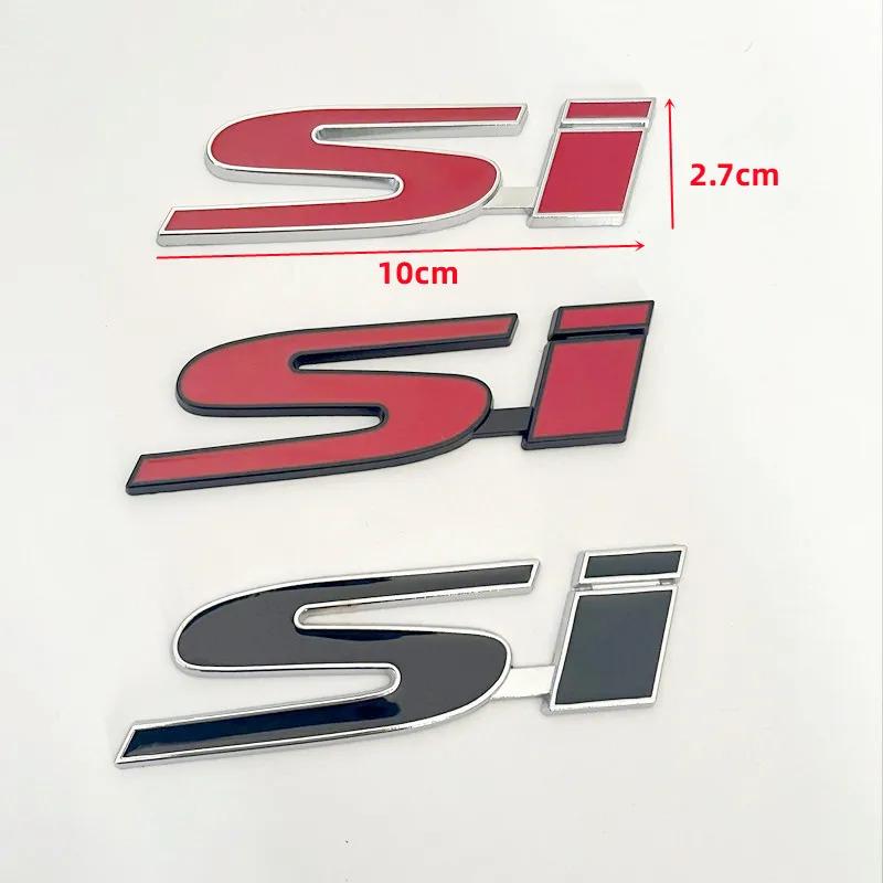 3D Metal SI Logo t48 Rear Trunk Front Grille Auto Badge Chrome Sticker Car Emblem Badge Accessorie For Honda Civic Accord Automobile
