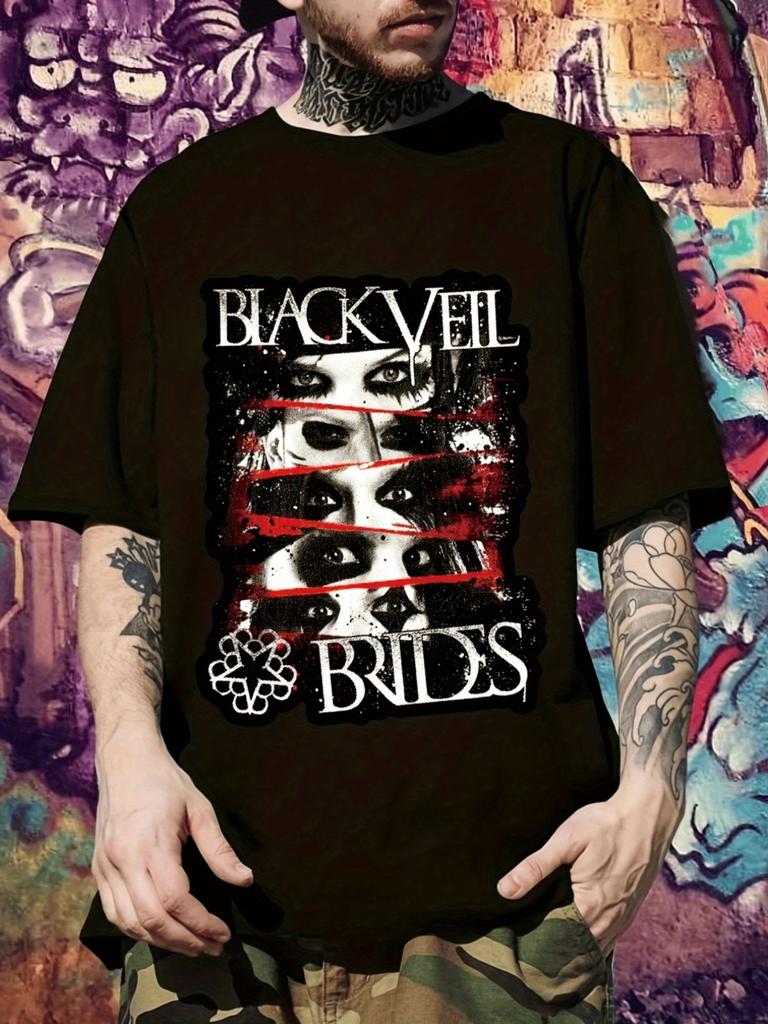 Повседневная футболка с принтом BLACK VEIL BRIDES - Принт 'Крещение Черной Вуали'