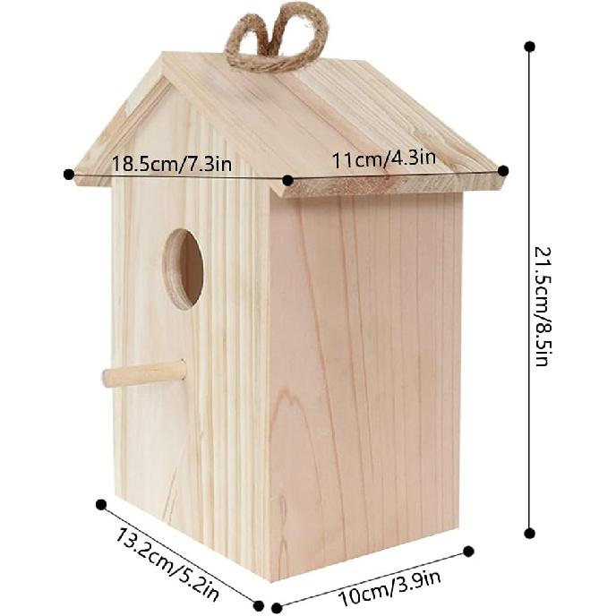 Wooden Bird House for Outside Bird Nesting Box Window Birdhouse for Viewing Bluebirds Houses for Outside with Strong Suction Cups