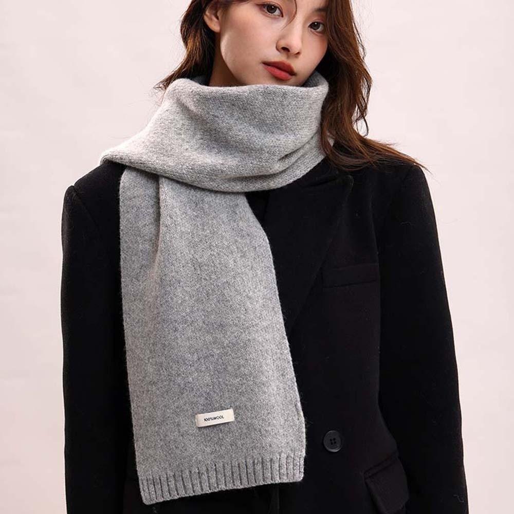 Solid Color Knitting Wool Scarf Cold-proof Winter Warmer Scarf Long Thickened Neckscarf Autumn