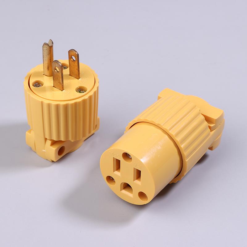 Yellow 15A US Industry Power Socket Plug - Male & Female 3 Pole Locked Wiring Connector L5-15R L5-15P L6-15R 6-15P Type B