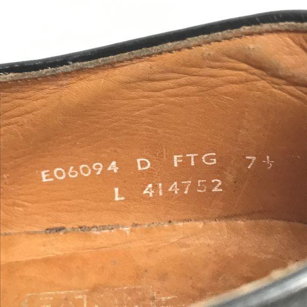 EATON Royal Sceptre Leather U-Tip Shoes 70s-80s Made in England Size 26.0 Black Vintage Business Dress Shoes(USED)