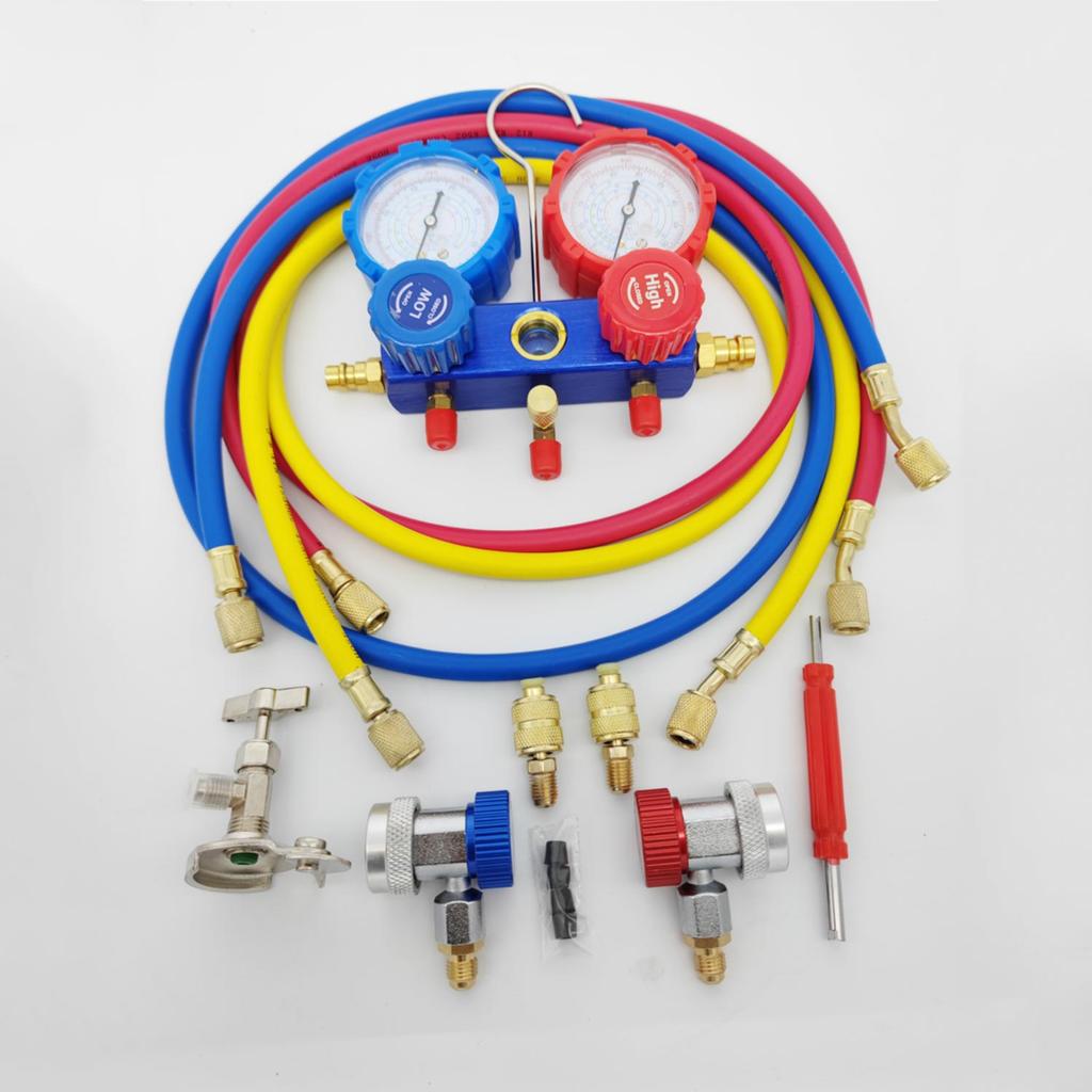 1 BOX Набор инструментов Набор автомобильных кондиционеров Манометр давления Адаптер шланга R22 R-410A R-134a R-404A Манометр хладагента