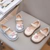 Весенние туфли для девочек из кожи в британском стиле на липучках Модные туфли для принцесс