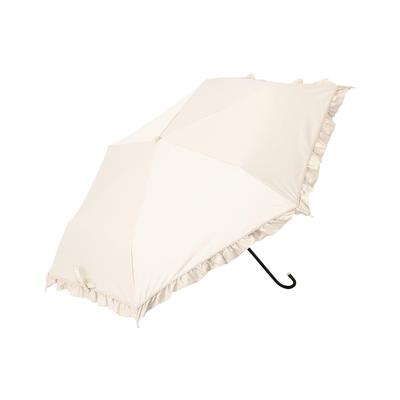 Francfranc Classic Frill Длинный зонт от солнца и дождя с защитой от УФ-лучей, ручное открытие, 50 см, бежевый, зонт, защита,
