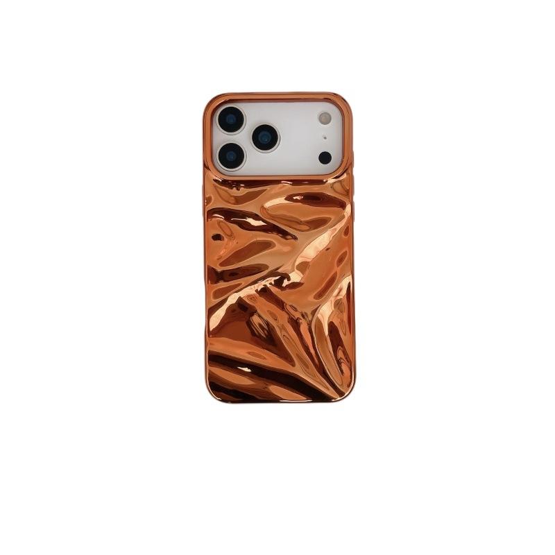 Electroplated Orange Water Ripple Case for iPhone 16 Pro Max Apple 17 Phone Case 14/15 Soft Case High-end Feel