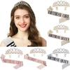 Girls Queen Birthday Decoration Accessories Shoulder Strap Sash Crystal Crown Headband Props Events Party Supplies