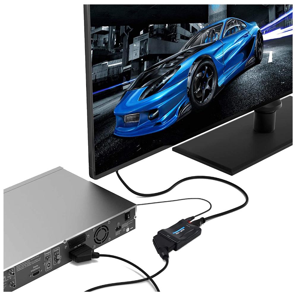 Konwerter obrazu i dźwięku z scart / euro na hdmi adapter przejściówka