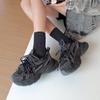 Платформенные кроссовки dad shoes женские кожаные 2025 осень новые универсальные увеличивающие рост повседневные спортивные туфли ins нишевый дизайн