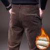 Зимние теплые вельветовые брюки мужские эластичные толстые эластичные брюки на талии из пуха брюки мужская одежда