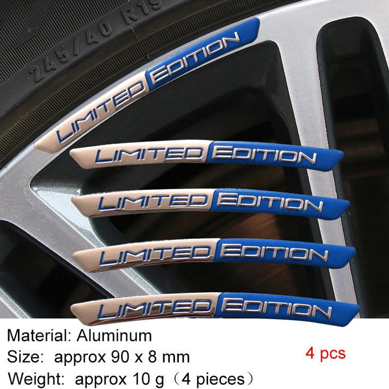 4x Алюминиевая ЭМБЛЕМА ОГРАНИЧЕННОЙ СЕРИИ Наклейки на ступицы автомобильных колес Декаль Декоративные полосы для обода шины Автомобильные универсальные аксессуары для экстерьера