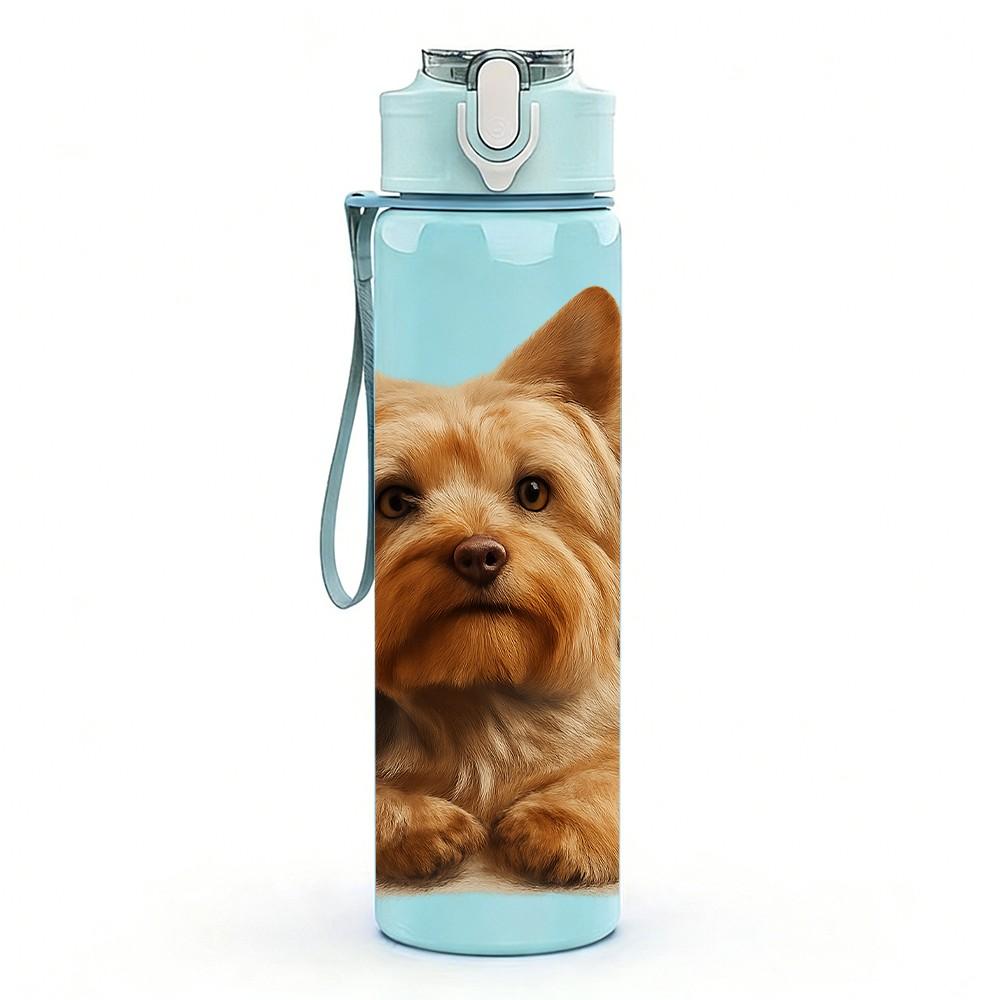 1PC Yorkshire Terrier Portrait 750ml Color Plastic Sports Water Bottle Leakproof Flip Straw Lid Suitable for Sports Office Home Use