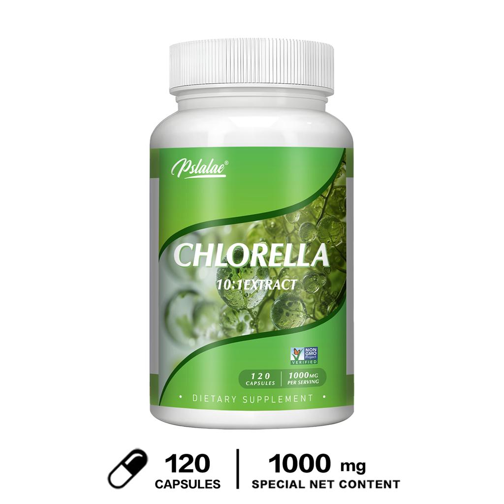 Pslalae - 1000mg Chlorella 10:1 Extract Capsules - Chlorophyll, Protein, Vitamins & Minerals - Digestive Health