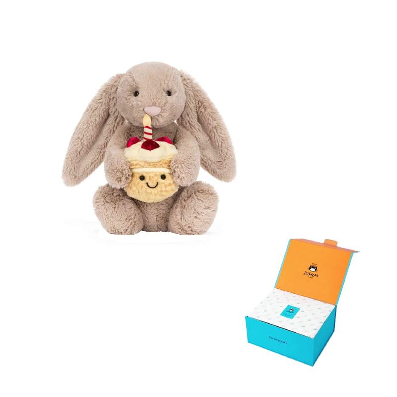 JELLYCAT застенчивый бежевый кролик Бонни милая плюшевая кукла высота в сидячем положении 23 см