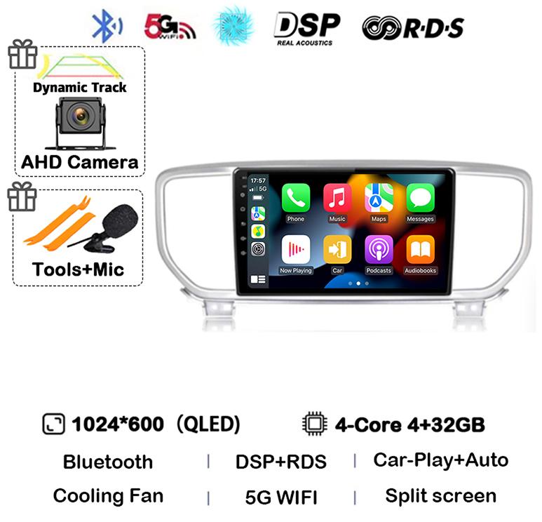 Android 13 Авто Carplay WIFI+4G Для Kia Sportage 4 QL 2018 2019 2020-2025 Автомагнитола Мультимедийный Видеоплеер Стерео 360 Камера BT