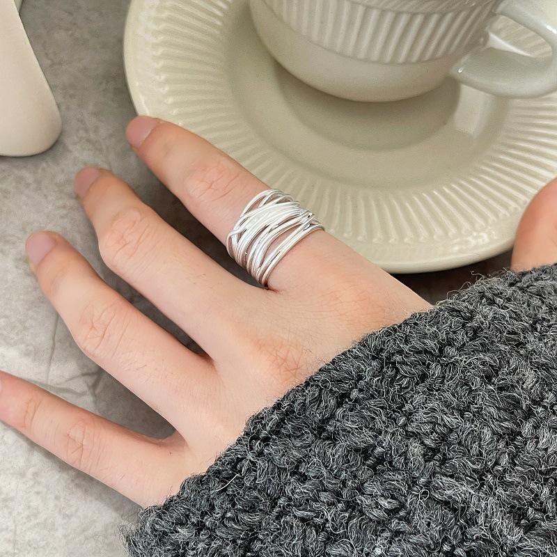 Регулируемое многослойное кольцо с пересекающимися линиями для женщин - Модный хип-хоп и крутой стиль