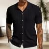 Мужская рубашка с лацканами, однобортный сплошной цвет, тонкий мягкий кардиган с короткими рукавами, ажурный вязаный