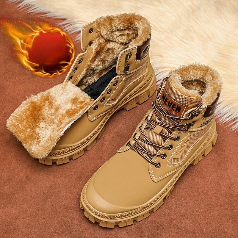 Бархатные ботинки Martin с высоким берцем, модные теплые мужские ботинки на платформе с капюшоном и хлопковой подошвой